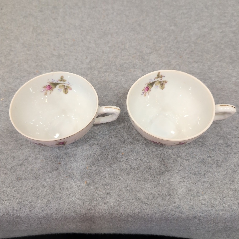 Bond Ware L&M Vintage Porcelain Teacups Pink Rose Floral Gold Rim Set of 2 - Picture 3 of 6